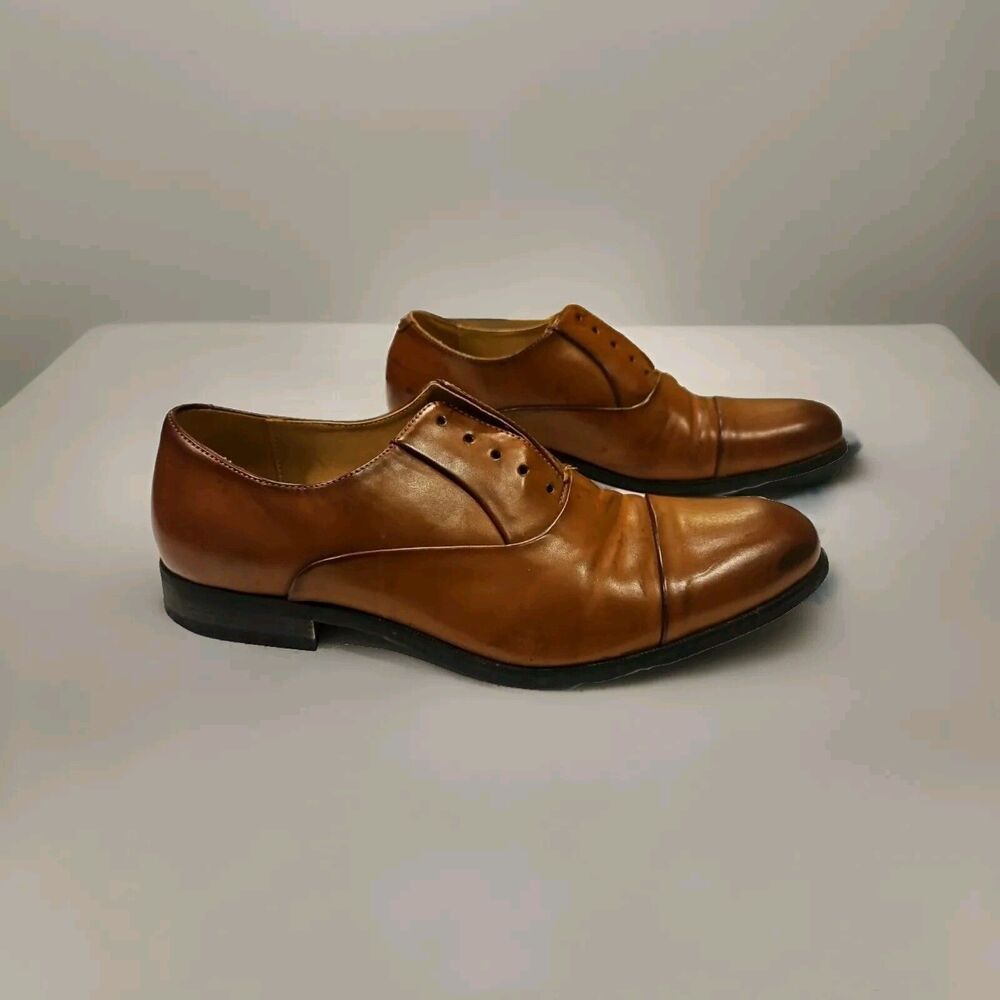 Kenneth Cole Reaction Dress Shoes Mens Size 10.5 Kylar Oxfords Brown Cognac